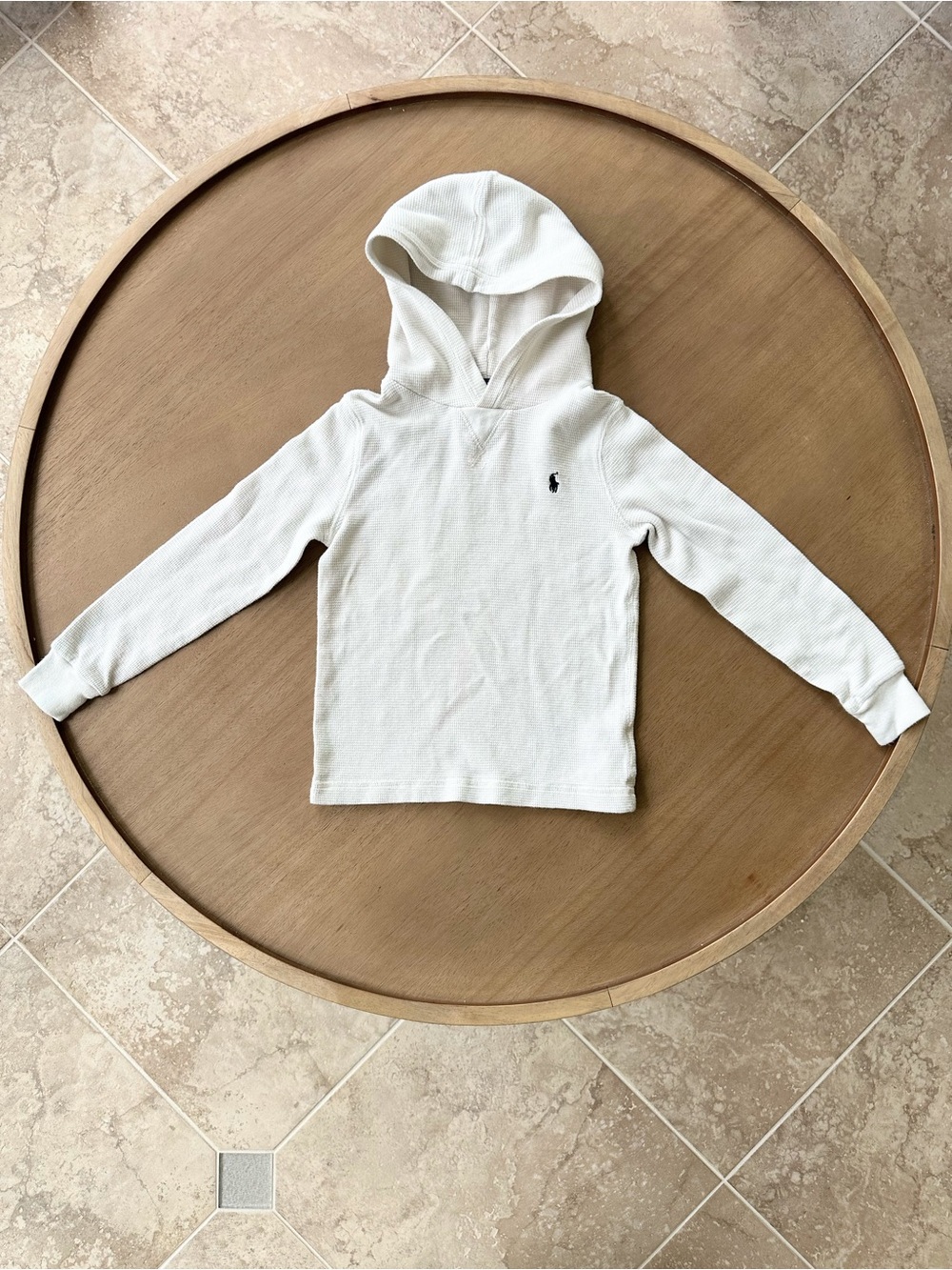 Polo Ralph Lauren Boys Waffle Knit Hooded Shirt, Size 7, White